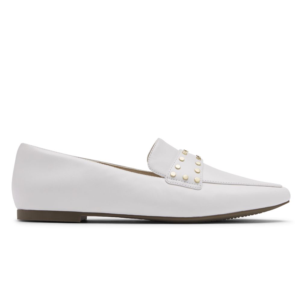 Rockport Total Motion Laylani Studded - Womens Loafers - White - NZ (QSH-638971)